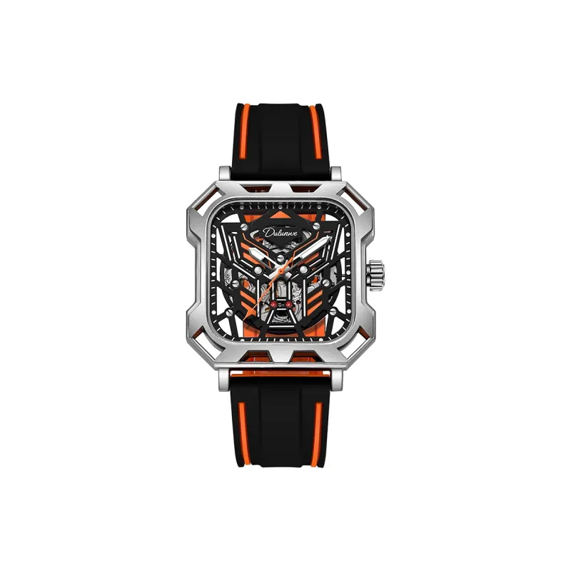 Dulunwe Space Mecha Collection Automatic Mechanical Movement Silicone Strap Watch Men's Watches Black Dial-3