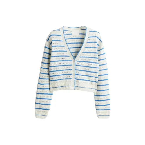 H&M Knitwear Women's Cream Color/blue Stripes