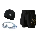 Black Gold+White/Blue+Swimming Cap-Three-Piece Set