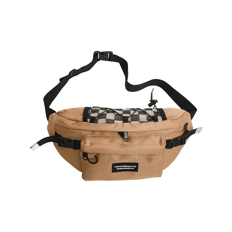 MOK Nylon Crossbody Bag Fanny Pack Sling Bag Unisex White/Black/Khaki-6