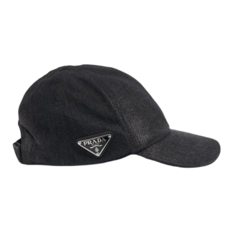 PRADA Cotton Baseball Caps Men's Black-4