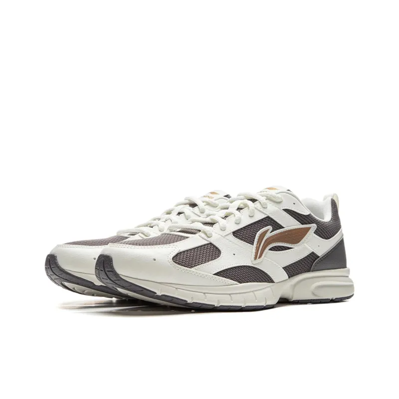 LiNing Cushioning Anti-Slip Wear-Resistant Breathability Low-Top Casual Running Shoes Men's White Gray-2