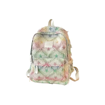 MOK Nylon Backpack Regular Women's Stars/Plaid/Ripped