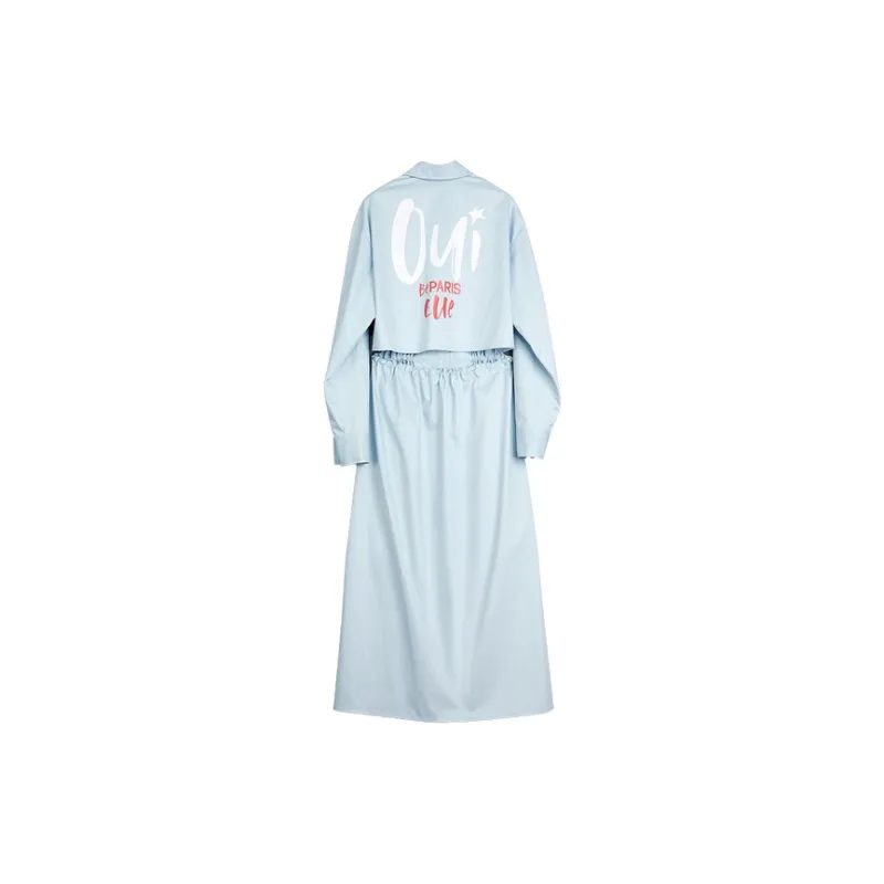 ELLE Long Sleeved Dresses Women's Blue-1