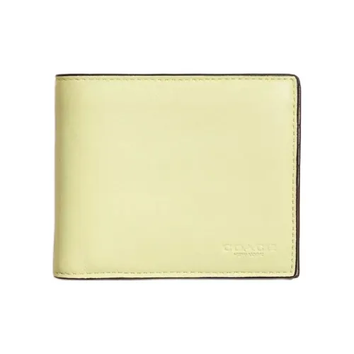 COACH Leather 3 in 1 Wallet Mini Women's Light Yellow Green