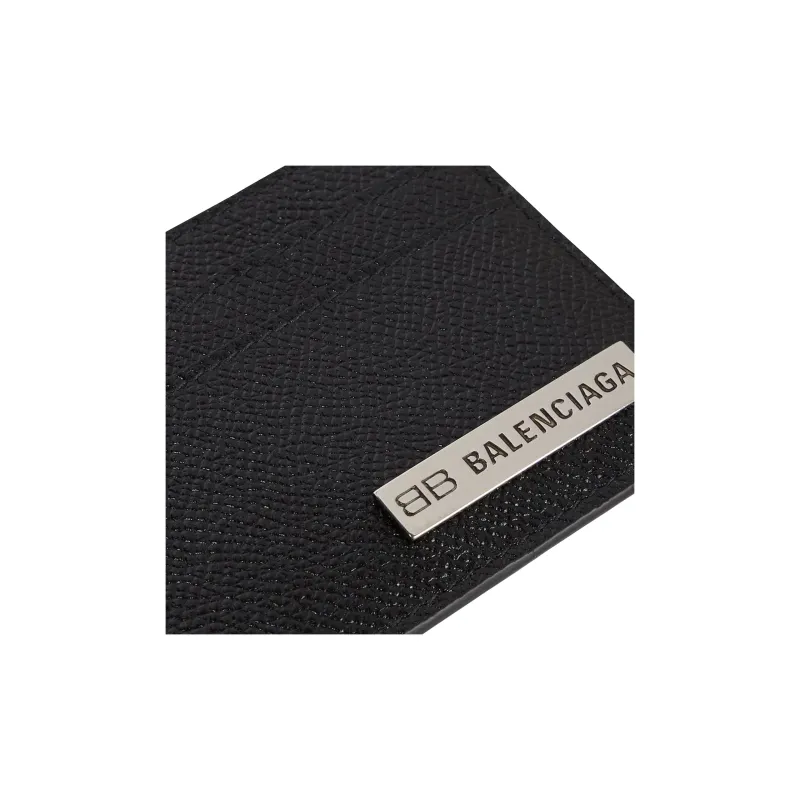 Balenciaga Calfskin Card Holder, Wallet Men's Black-4