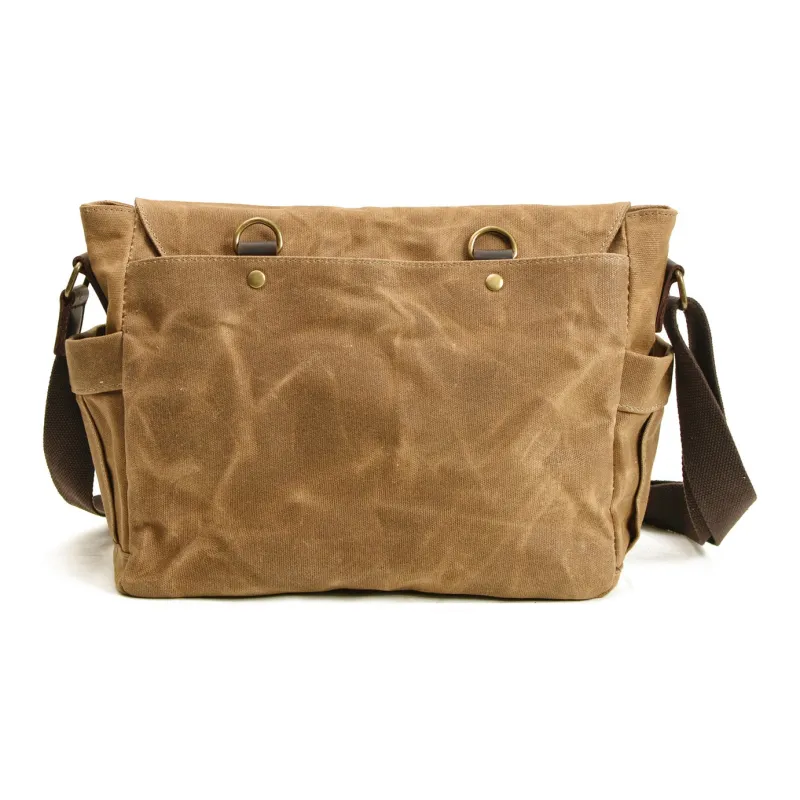 TTaG．baG Oilwax Canvas With Top Grain Cow Leather Canvas Bag Crossbody Bag Men's Khaki/Green/Black/Dark Gray-2