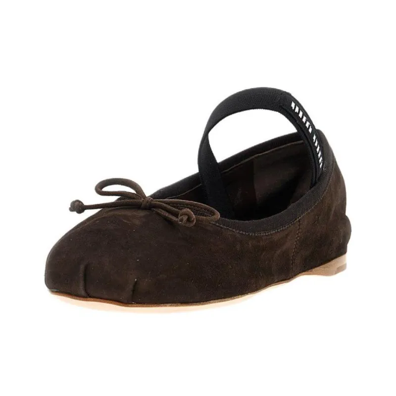 MIU MIU Flat Casual Single Shoes Women's Brown-2