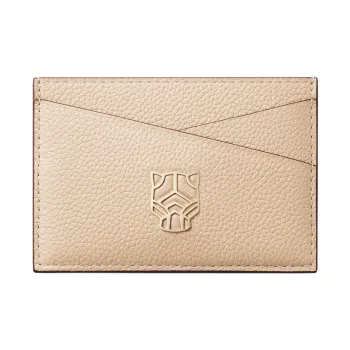 CARTIER Panthere De Cartier Collection Panther Collection Textured Calfskin Card Holder Women's Light Beige