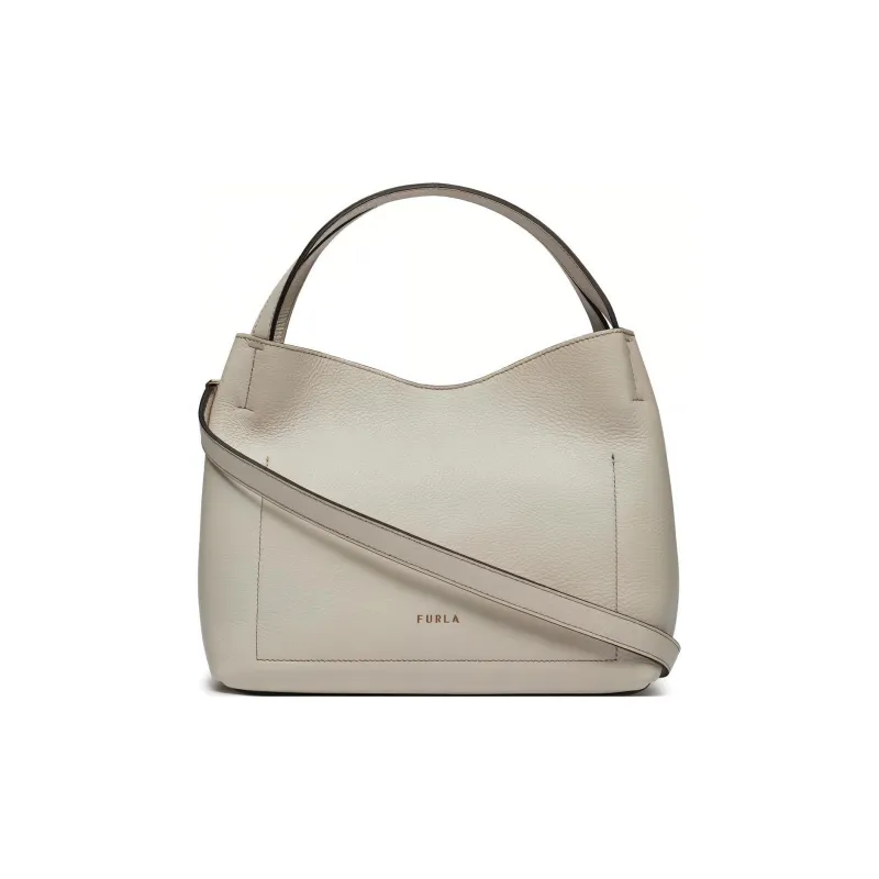 Furla Primula Grain Leather Shoulder Bag, Crossbody Bag, Handbag Women's Cotton Candy White-2