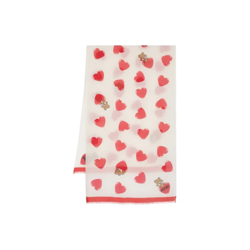 MOSCHINO Heart-print Wool Scarf-0