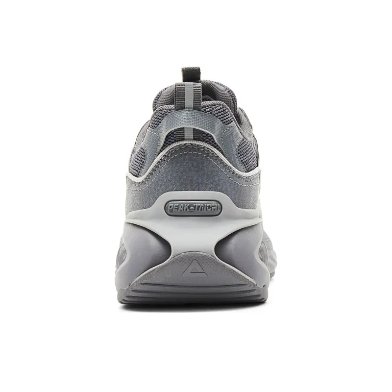 PEAK Taichi Puffy Shoes Cushioning Rebound Height Increasing Slip Resistant Low Top Casual Shoes Men's Paloma Gray-4