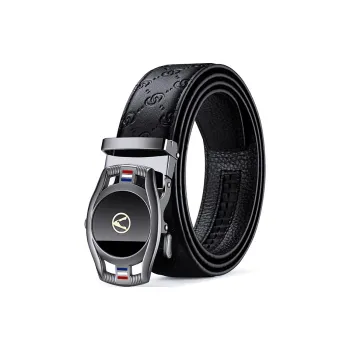 AUGTARLION Fashion Youth Business Commute Suit Trouser With Belt Cow Leather Leather Belts Men's Gunmetal 3.5cm
