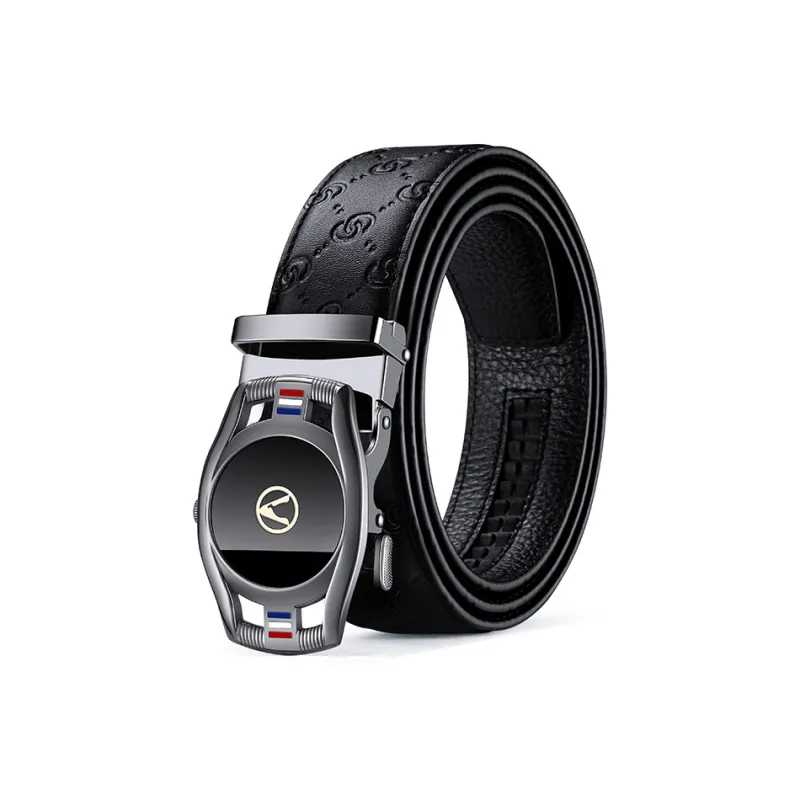 AUGTARLION Fashion Youth Business Commute Suit Trouser With Belt Cow Leather Leather Belts Men's Gunmetal 3.5cm-0