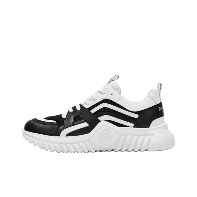 DEGAIA Low Top Casual Shoes Men's Black White, Black-4