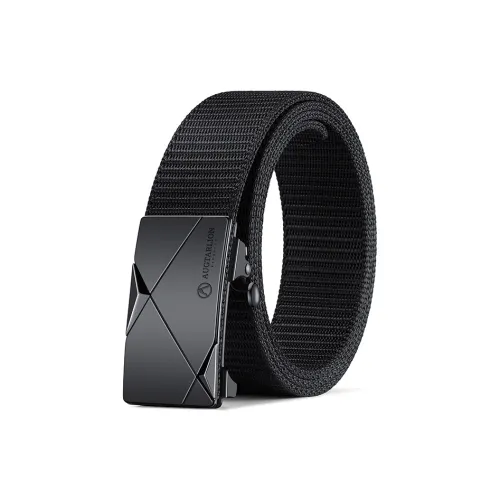 AUGTARLION Automatic Buckle Youth Casual knitted-motif With Belt Canvas Leather Belts Men's 3.5cm