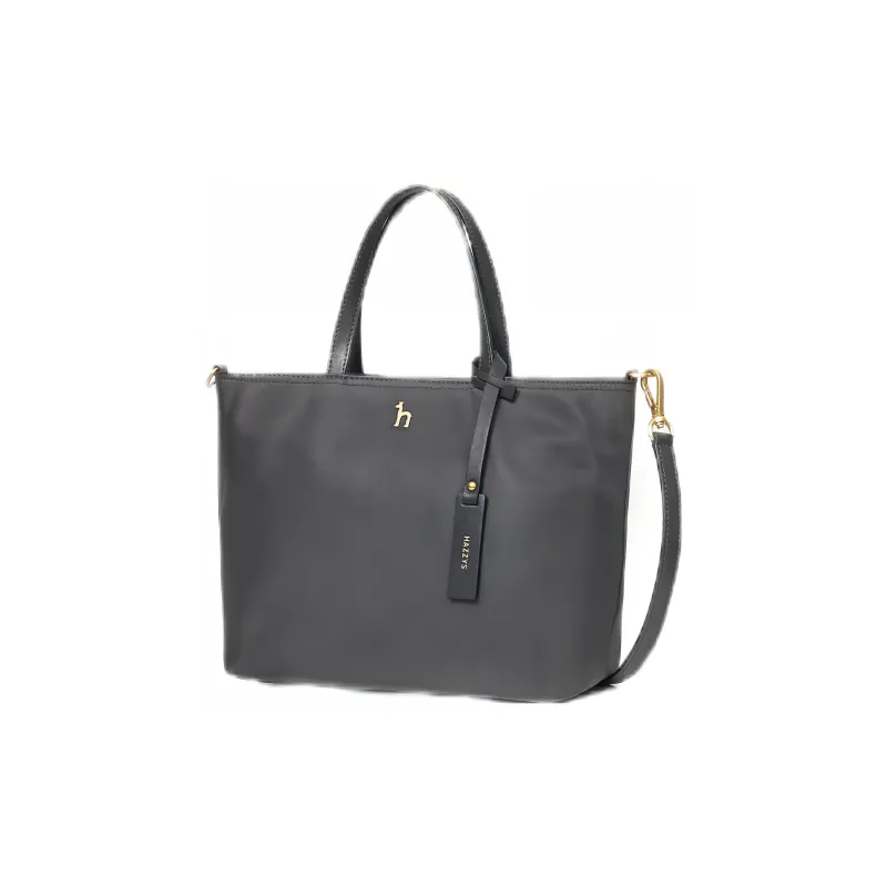 HAZZYS Fabric Tote Bag Shopping Bag Handbag Medium Size Women's Solid Color-2