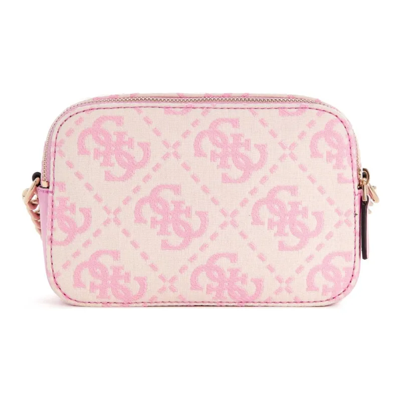 GUESS Fabric With Faux Leather Camera Bag Shoulder Bag Crossbody Bag Women's Pink-2
