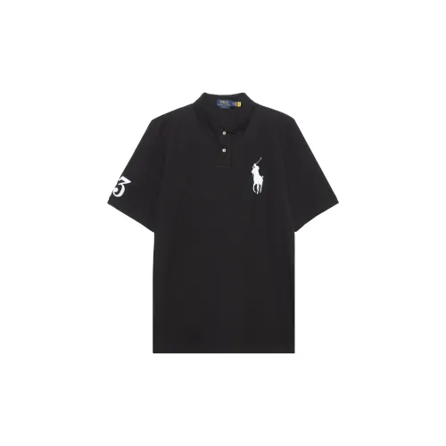 Polo Ralph Lauren SS22 Men Printed Solid Short Sleeve Polo Shirt Black