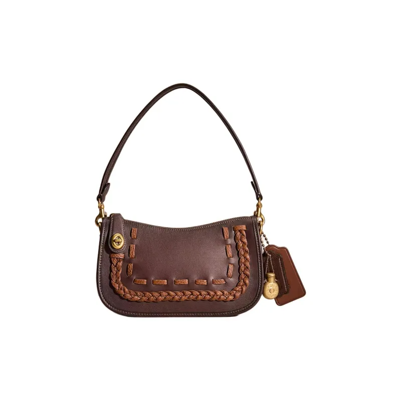COACH Swinger Glove Tanned Leather Portable Crossbody Bag Shoulder Bag Women's Brown-0