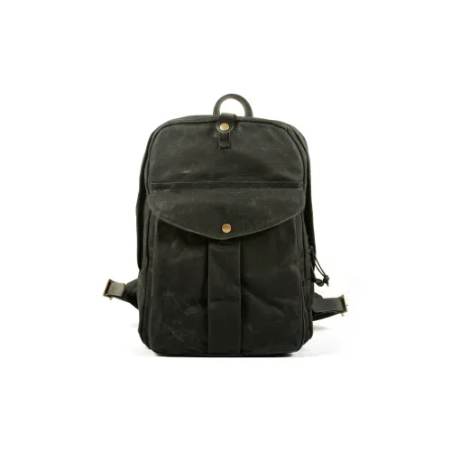 TTaG．baG Top Grain Cow Leather With Shellac Canvas Backpack Regular Unisex Black/Khaki/Dark Blue/Gray/Army Green