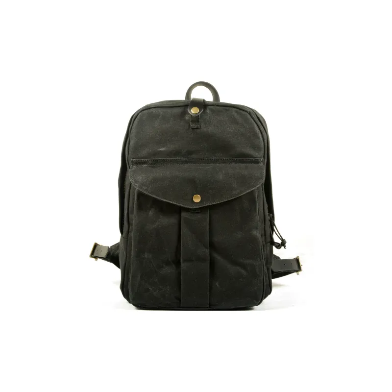 TTaG．baG Top Grain Cow Leather With Shellac Canvas Backpack Regular Unisex Black/Khaki/Dark Blue/Gray/Army Green-0