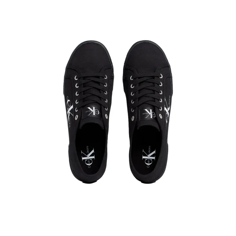CKJ CALVIN KLEIN JEANS Low Top Canvas Shoes Men's Black-3