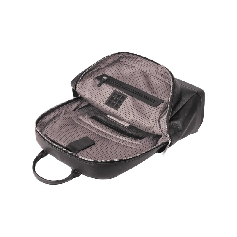 MOLESKINE Grained Cow Leather Backpack Men's Black-3