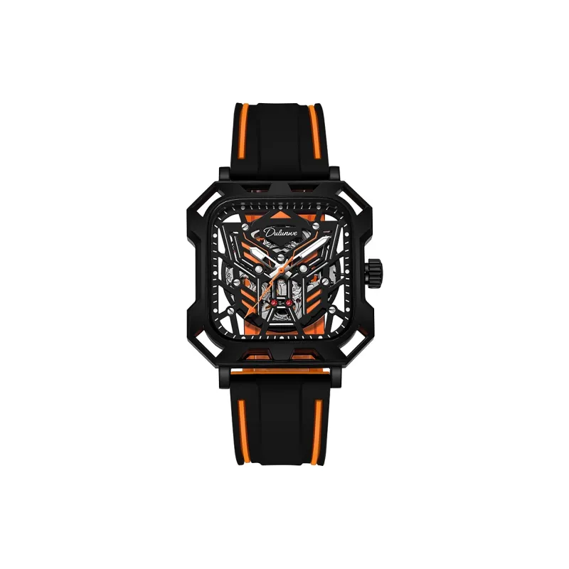 Dulunwe Space Mecha Collection Automatic Mechanical Movement Silicone Strap Watch Men's Watches Black Dial-10