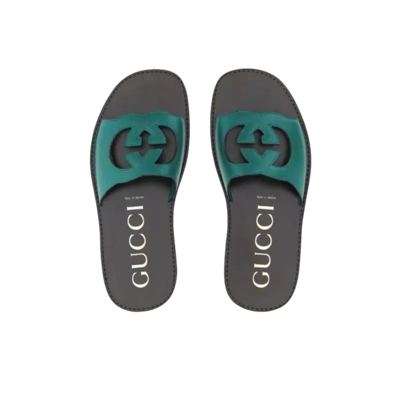 GUCCI Interlocking Slide Slippers Men's Green-3