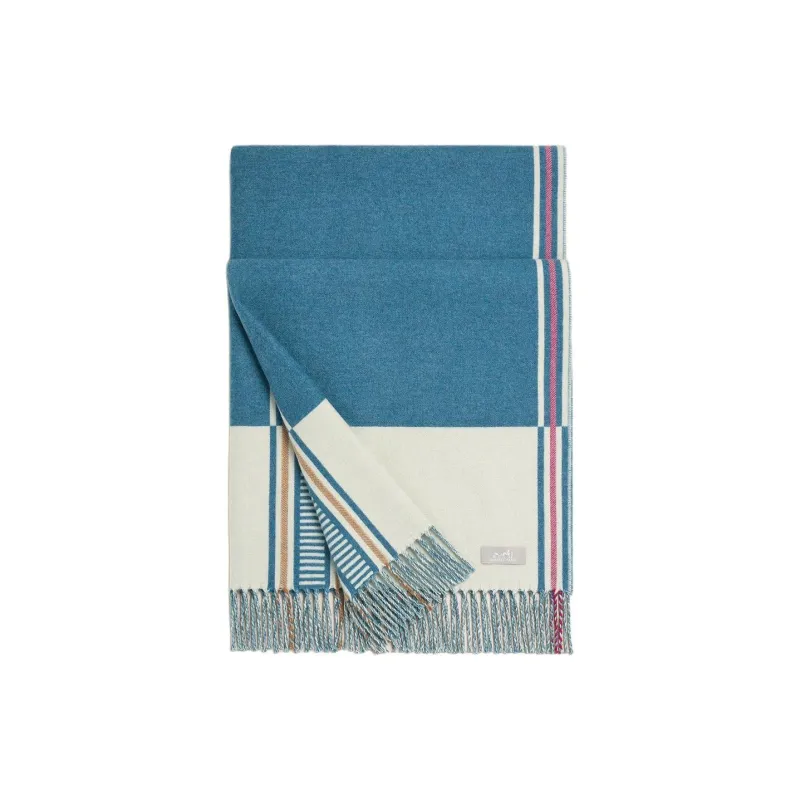 HERMES Shawls Unisex Blue White-0