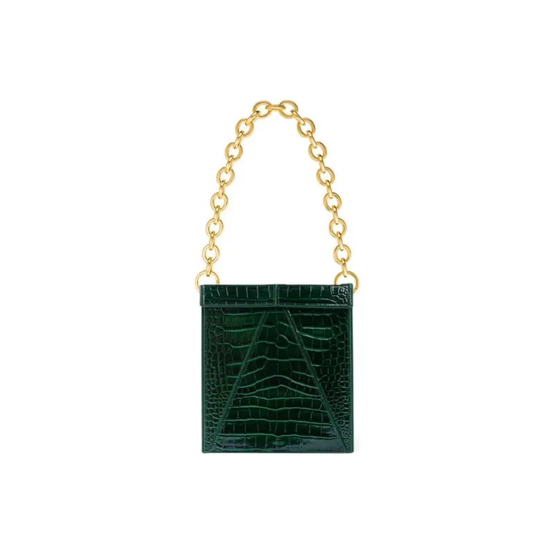 YEE SI Cow Leather Handbag Women's Green-5