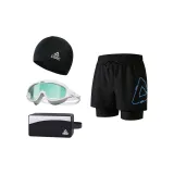 Black Blue+White/Mint Green Swim Goggles+Swimming Cap+Swim Bag-Four-Piece Set