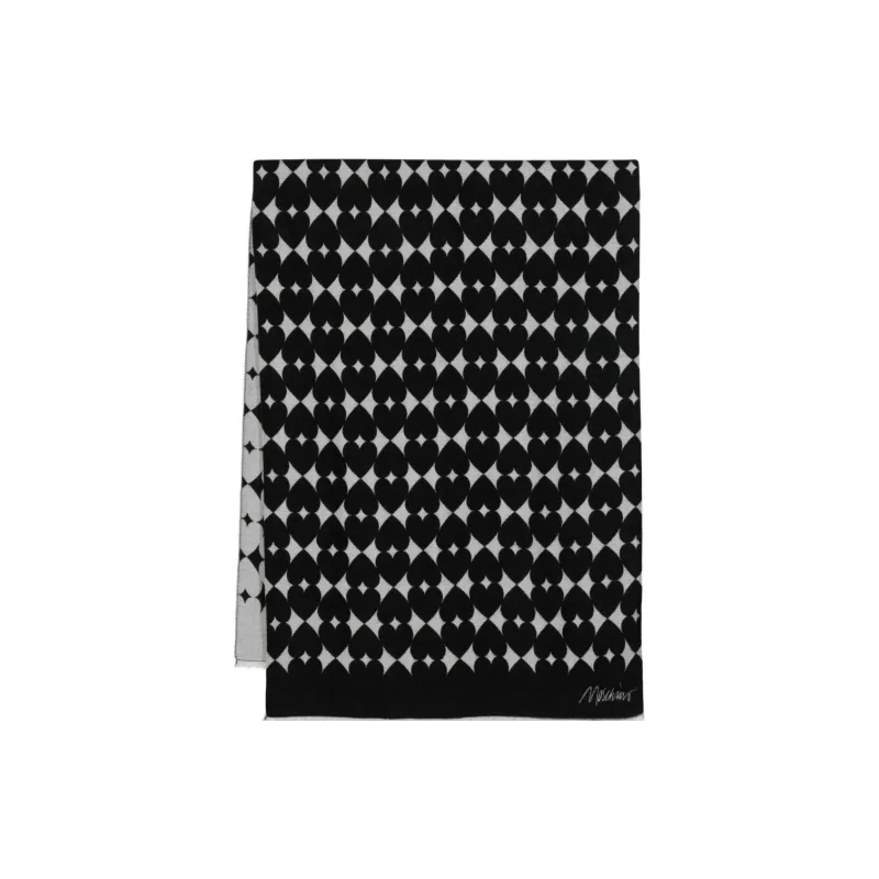 MOSCHINO Logo embroidered Heart jacquard Scarf-0
