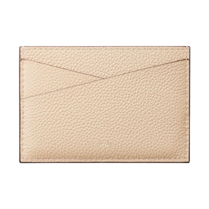 CARTIER Panthere De Cartier Collection Panther Collection Textured Calfskin Card Holder Women's Light Beige-1