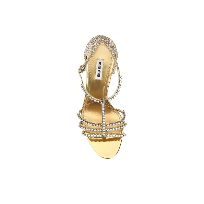 MIU MIU One Strap Sandals 11.5cm Women's Gold-4