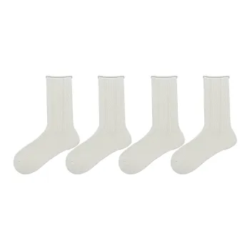 Evening Classroom Mid Calf Socks Women's 4 Pack White