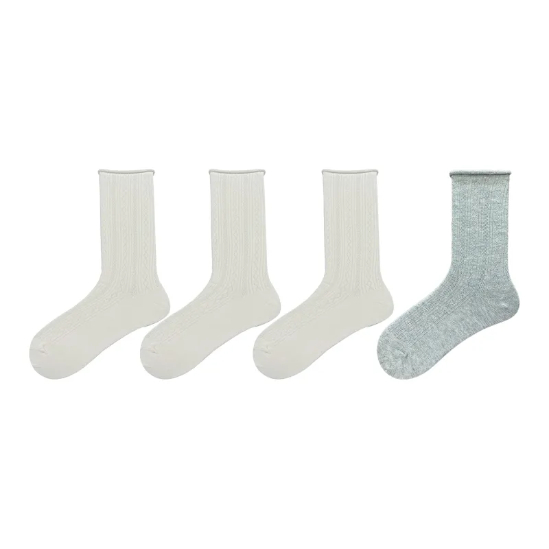 Evening Classroom Mid Calf Socks Women's 4 Pack White-8