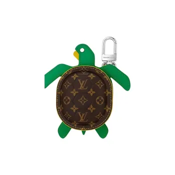 LOUIS VUITTON Leather Pendants Coin Purses Earphone Cases Unisex Green & Brown