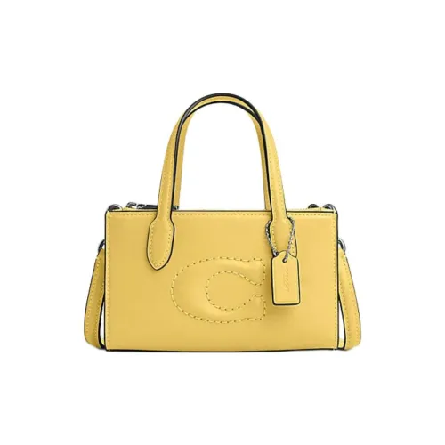 COACH Cow Leather Tote Bag, Shopping Bag, Shoulder Bag, Crossbody Bag, Handbag Mini Women's SV & Daisy Yellow