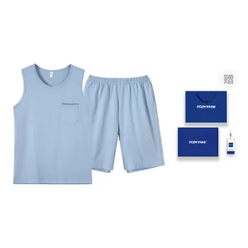 Floating Light Islands Pajama Set Men's Gift Box Set Azure