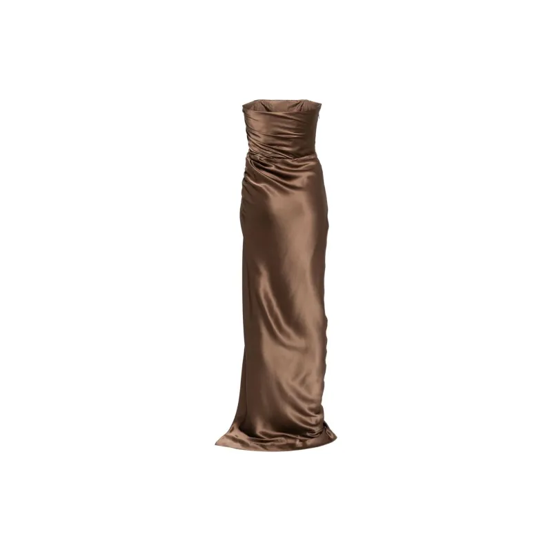 Michelle Mason Strapless Gathered Silk Gown-1
