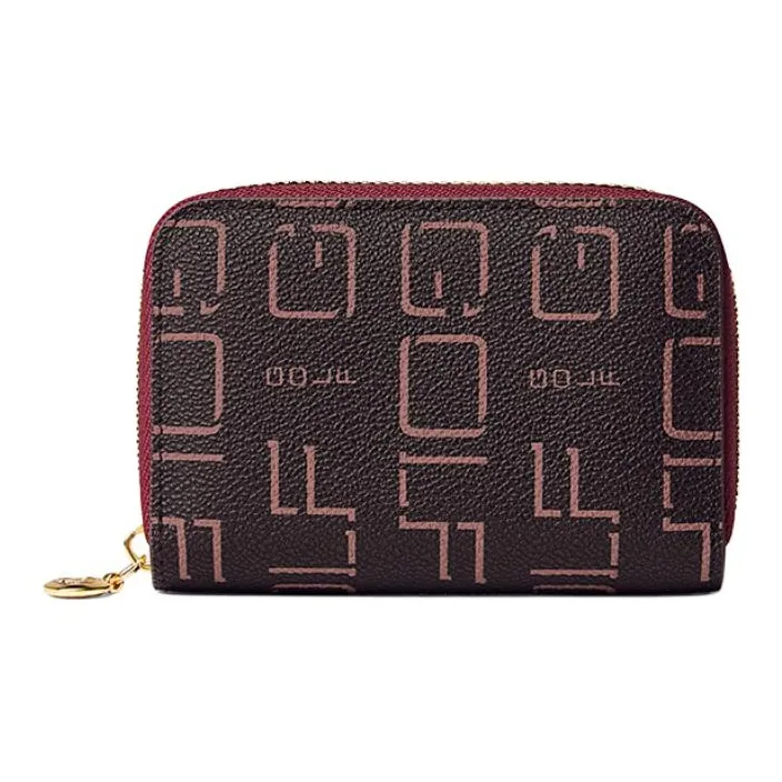 GOLF PVC Card Holder Regular Women's Smoke Pink Coffee/Burgundy Coffee-4