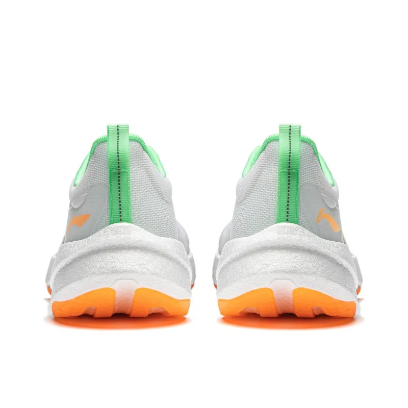LiNing Super Light 21 Cushioned Wear Resistant Breathable Low Top Running Shoes Men's White Green Orange-4