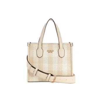 GUESS Faux Leather Tote Bag Shopping Bag Shoulder Bag Crossbody Bag Handbag Mini Women's Gray White