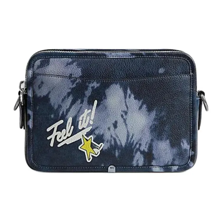 COACH Charter Cow Leather Shoulder Bag, Crossbody Bag Medium Size Women's Mixed Midnight Marine Blue-2