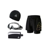 Black Gold+Black White Swim Goggles+Swimming Cap+Swim Bag-Four-Piece Set