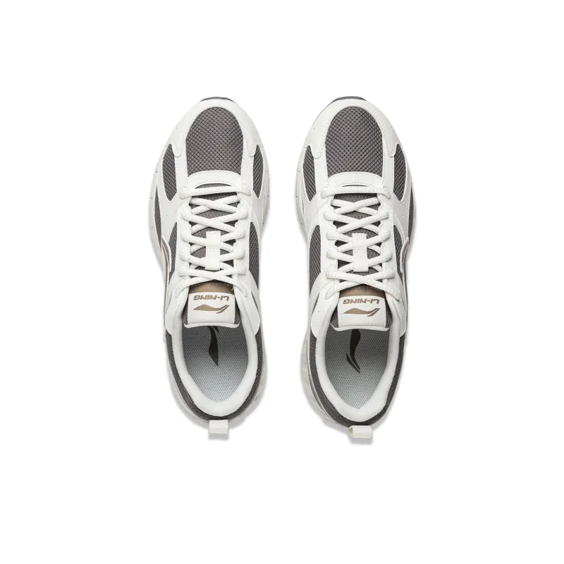 LiNing Cushioning Anti-Slip Wear-Resistant Breathability Low-Top Casual Running Shoes Men's White Gray-3