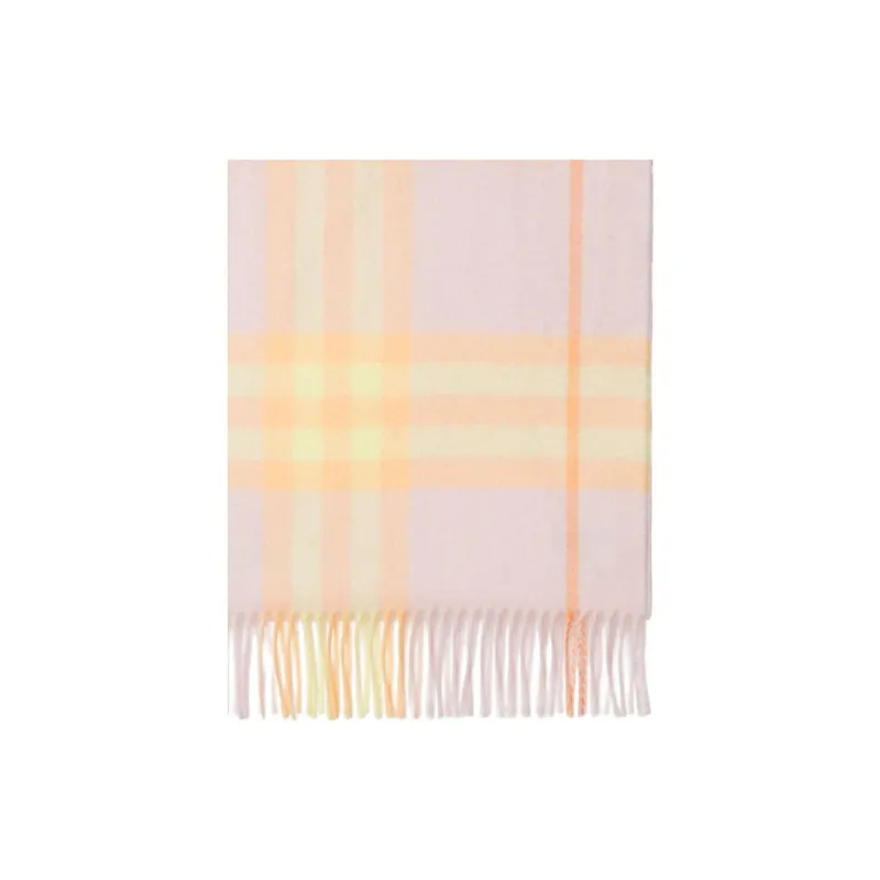 Burberry Checked Cashmere Fringe Scarf-1