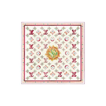 LOUIS VUITTON Mulberry Silk Silk Scarves Women's White